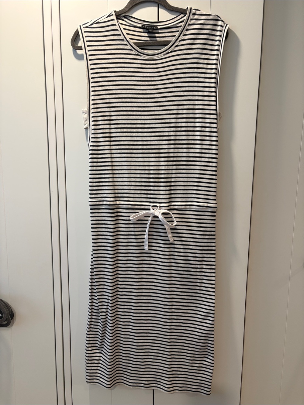 Theory Navy and White Striped Dress